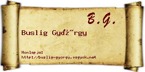 Buslig György névjegykártya