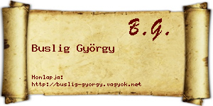 Buslig György névjegykártya